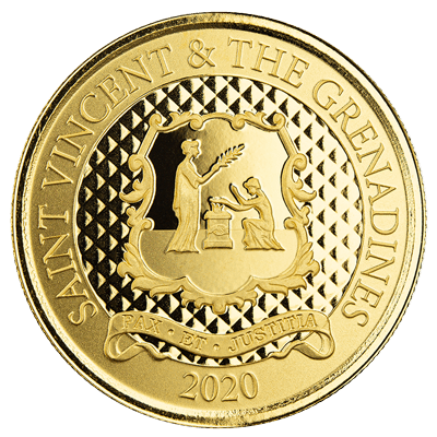 A picture of a Pièce d’or de 1 oz, St-Vincent-et-les-Grenadines, Pax et Justitia, série Caraïbes orientales 8 (2020)